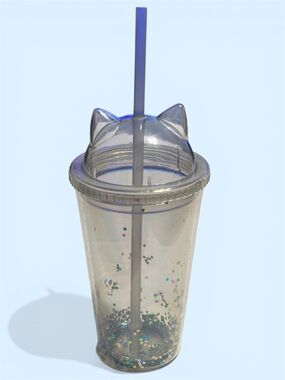 Cat Ear Tumbler with Straw 16oz NWOT